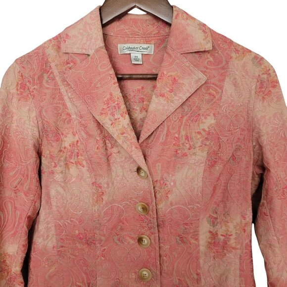 Coldwater Creek Embroidered Paisley Print Jacket Womens Size P6 Career Casual - Picture 6 of 13
